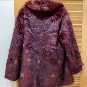 Beautiful burgundy faux fur coat